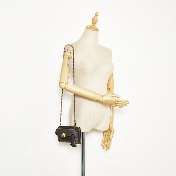 エーディーエムジェイ クロコ型押し ショルダーバッグ チェーンウォレット パープル レザー レディース ADMJアクセソワ 【中古】