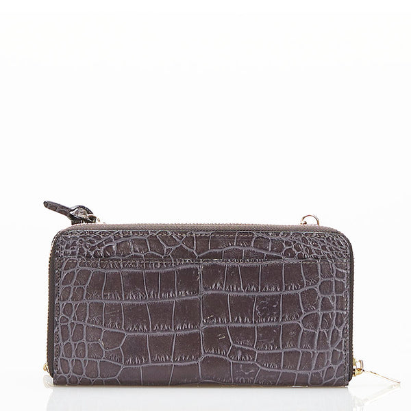エーディーエムジェイ クロコ型押し ショルダーバッグ チェーンウォレット パープル レザー レディース ADMJアクセソワ 【中古】