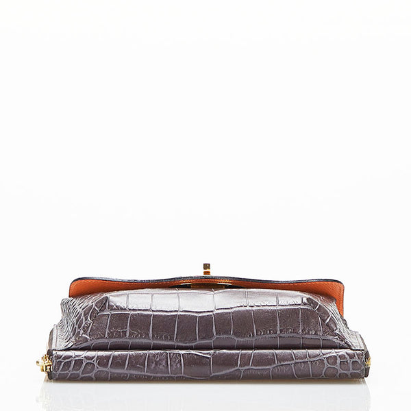 エーディーエムジェイ クロコ型押し ショルダーバッグ チェーンウォレット パープル レザー レディース ADMJアクセソワ 【中古】