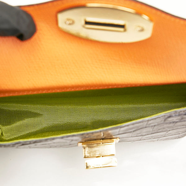 エーディーエムジェイ クロコ型押し ショルダーバッグ チェーンウォレット パープル レザー レディース ADMJアクセソワ 【中古】