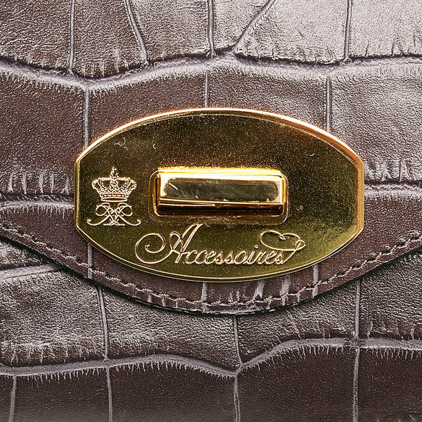 エーディーエムジェイ クロコ型押し ショルダーバッグ チェーンウォレット パープル レザー レディース ADMJアクセソワ 【中古】