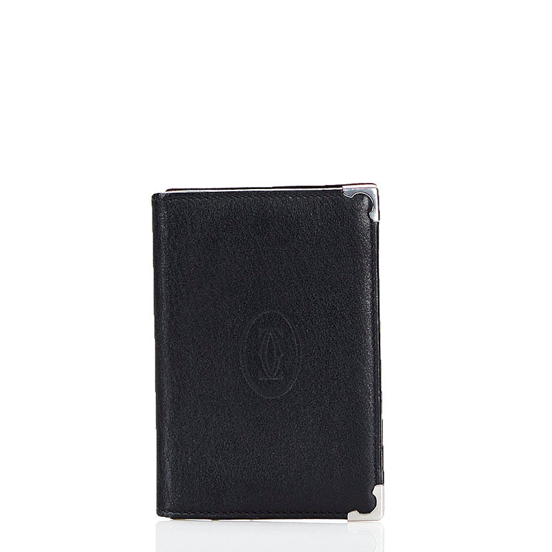 カルティエ カードケース ブラック レザー メンズ CARTIER 【中古】