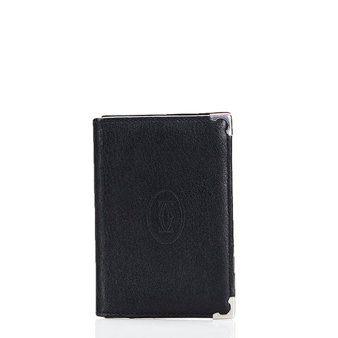 カルティエ カードケース ブラック レザー メンズ CARTIER 【中古】