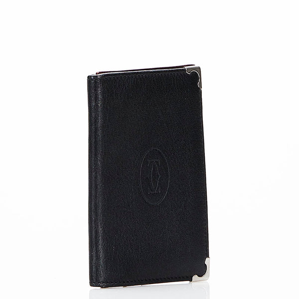 カルティエ カードケース ブラック レザー メンズ CARTIER 【中古】