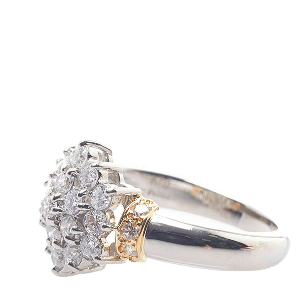 ノーブランド Pt900 プラチナ K18YG イエローゴールド コンビ ダイヤ0.70ct リング 指輪 レディース no brand 8号 【中古】