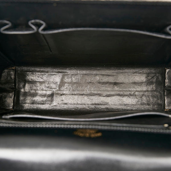 グッチ クロコ型押し ハンドバッグ ブラック レザー レディース GUCCI 【中古】