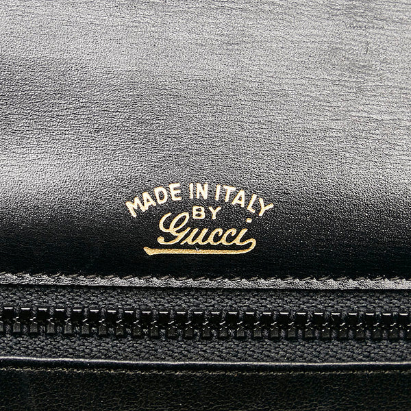 グッチ クロコ型押し ハンドバッグ ブラック レザー レディース GUCCI 【中古】