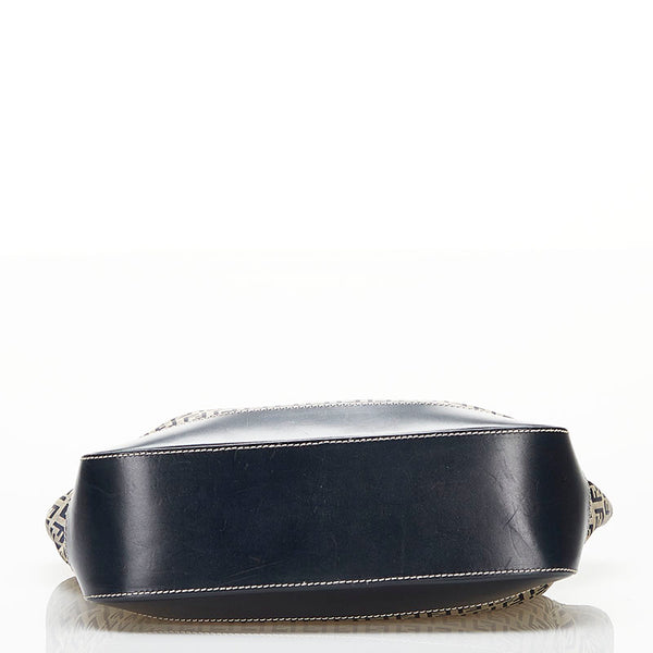 フェンディ ズッキーノ トートバッグ ショルダーバッグ ベージュ ネイビー キャンバス レザー レディース FENDI 【中古】