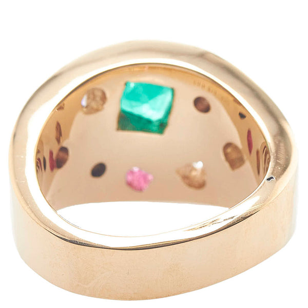 K18YG イエローゴールド ダイヤ0.66ct エメラルド0.88ct ルビー0.16ct リング 指輪 レディース 12号 【中古】