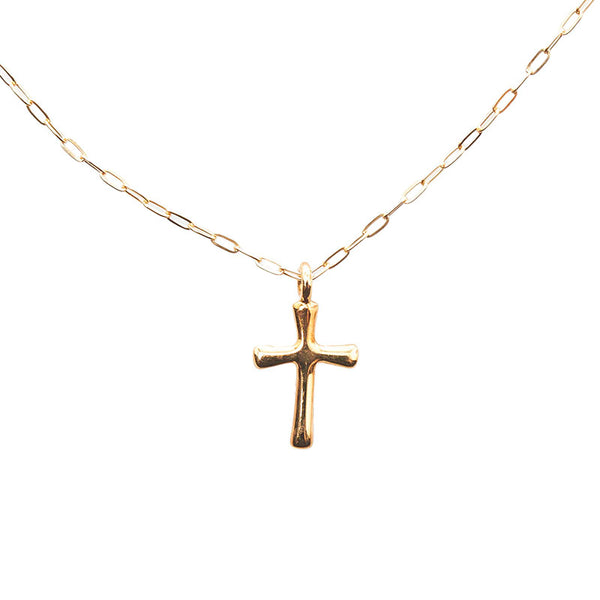 K18YG イエローゴールド ダイヤ0.05ct クロス ネックレス レディース 【中古】