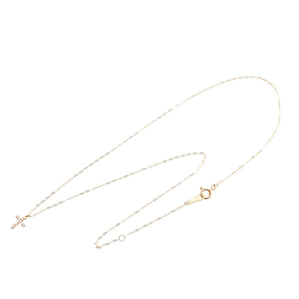 K18YG イエローゴールド ダイヤ0.05ct クロス ネックレス レディース 【中古】
