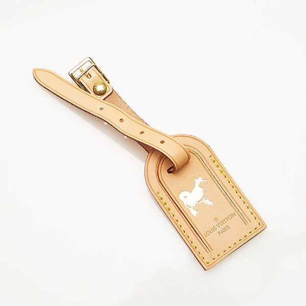 ルイ ヴィトン ドッグ 犬 ネームタグ ポワニエ  ベージュ レザー レディース LOUIS VUITTON 【中古】