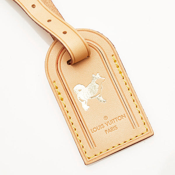 ルイ ヴィトン ドッグ 犬 ネームタグ ポワニエ  ベージュ レザー レディース LOUIS VUITTON 【中古】