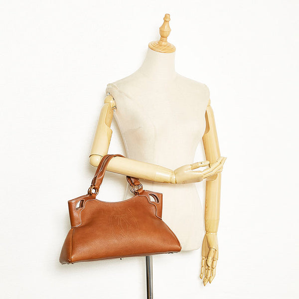 カルティエ マルチェロドゥ カルティエ SM ハンドバッグ トートバッグ  ブラウン レザー レディース CARTIER 【中古】