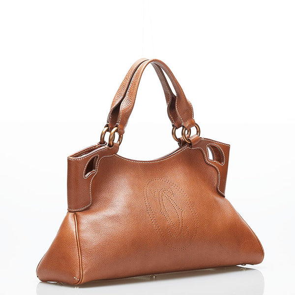 カルティエ マルチェロドゥ カルティエ SM ハンドバッグ トートバッグ  ブラウン レザー レディース CARTIER 【中古】