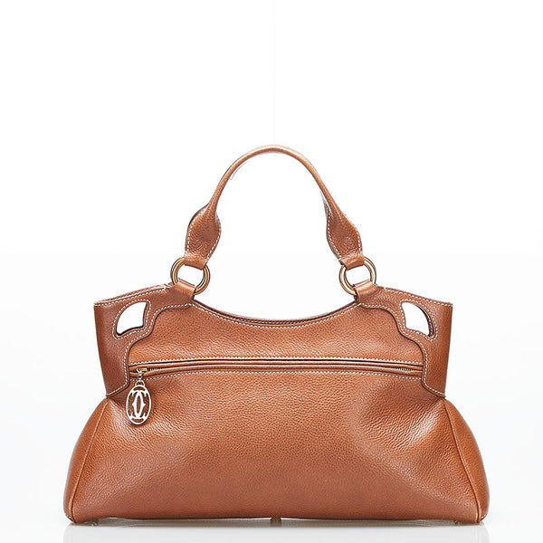 カルティエ マルチェロドゥ カルティエ SM ハンドバッグ トートバッグ  ブラウン レザー レディース CARTIER 【中古】