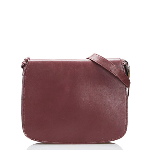 カルティエ マスト 斜め掛け ショルダーバッグ ワインレッド レザー レディース CARTIER 【中古】