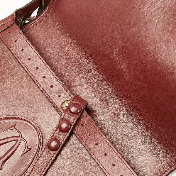 カルティエ マスト 斜め掛け ショルダーバッグ ワインレッド レザー レディース CARTIER 【中古】