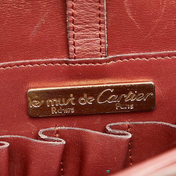 カルティエ マスト 斜め掛け ショルダーバッグ ワインレッド レザー レディース CARTIER 【中古】