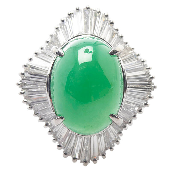 Pt900 プラチナ ひすい9.84ct ダイヤ1.485ct リング 指輪 レディース 11号 【中古】