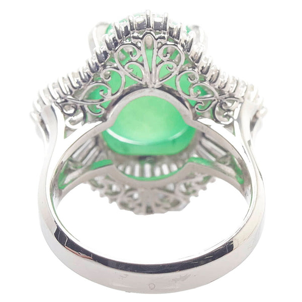 Pt900 プラチナ ひすい9.84ct ダイヤ1.485ct リング 指輪 レディース 11号 【中古】