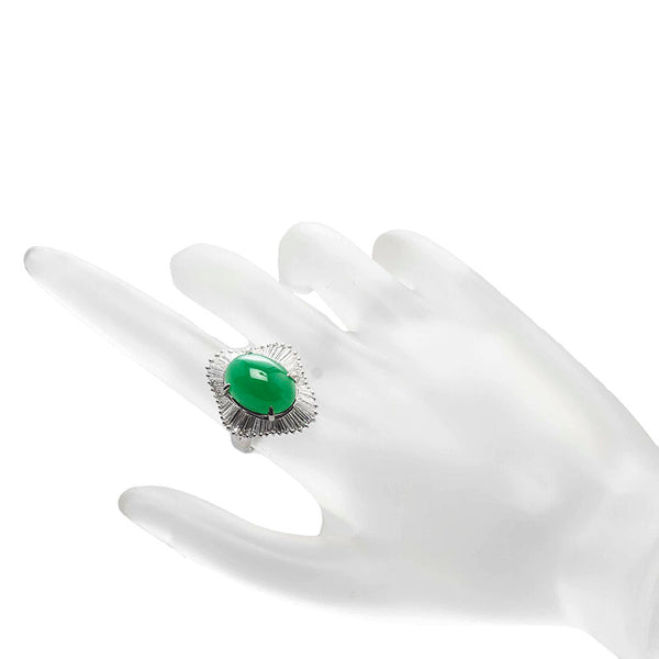 Pt900 プラチナ ひすい9.84ct ダイヤ1.485ct リング 指輪 レディース 11号 【中古】