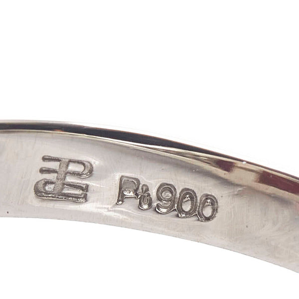 Pt900 プラチナ 赤サンゴ12.8mm ダイヤ0.16ct リング 指輪 レディース 10.5号 【中古】