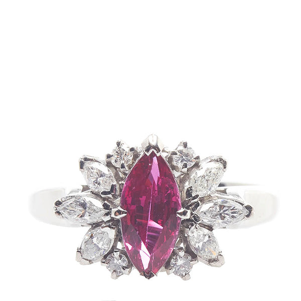 Pt900 プラチナ ルビー1.00ct ダイヤ0.40ct リング 指輪 レディース 13号 【中古】