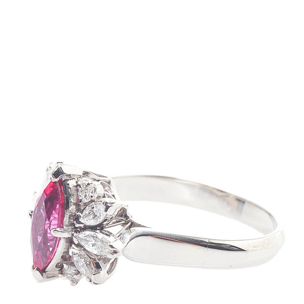 Pt900 プラチナ ルビー1.00ct ダイヤ0.40ct リング 指輪 レディース 13号 【中古】