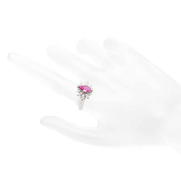 Pt900 プラチナ ルビー1.00ct ダイヤ0.40ct リング 指輪 レディース 13号 【中古】