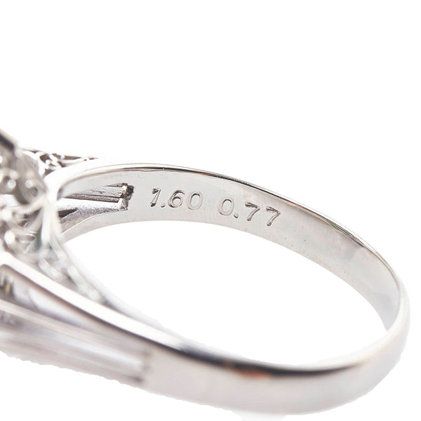 Pt900 プラチナ エメラルド1.60ct ダイヤ0.77ct リング 指輪 レディース 12号 【中古】