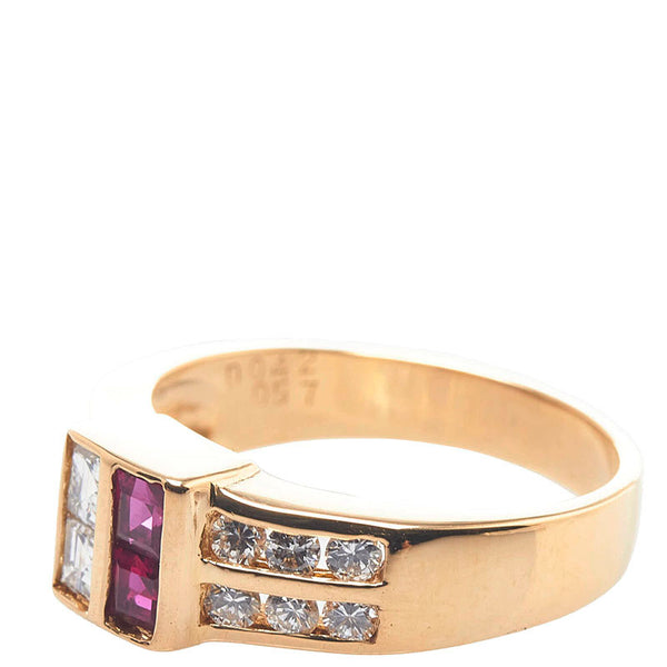 K18YG イエローゴールド ルビー0.57ct ダイヤ0.42ct リング 指輪 レディース 11号 【中古】