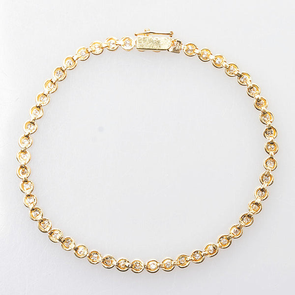 K18YG イエローゴールド ダイヤ1.00ct テニスブレスレット レディース 【中古】