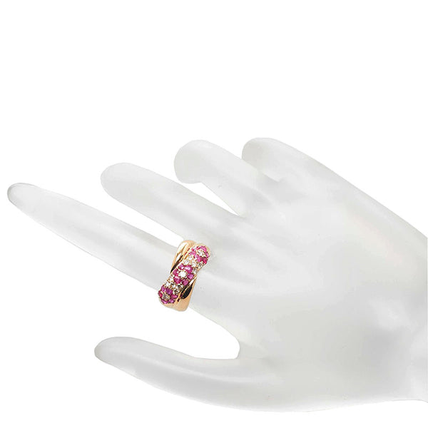 K18YG イエローゴールド ルビー1.00ct ダイヤ0.30ct リング 指輪 レディース 10号 【中古】