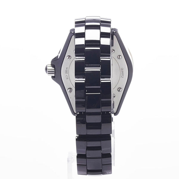 シャネル J12 12Pダイヤ 腕時計 H1625 クオーツ ブラック文字盤 ステンレススチール セラミック レディース CHANEL 【中古】