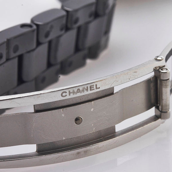 シャネル J12 12Pダイヤ 腕時計 H1625 クオーツ ブラック文字盤 ステンレススチール セラミック レディース CHANEL 【中古】
