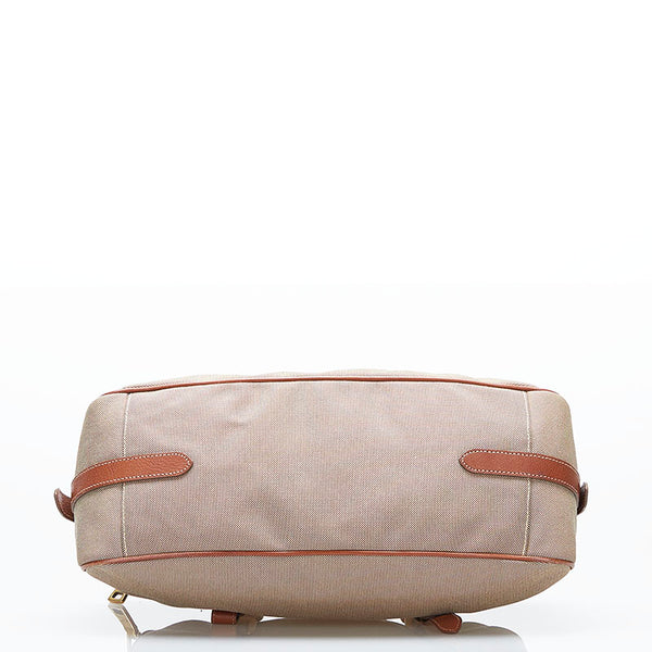 プラダ ロゴジャガード ハンドバッグ ショルダーバッグ 2WAY ベージュ ブラウン キャンバス レザー レディース PRADA 【中古】