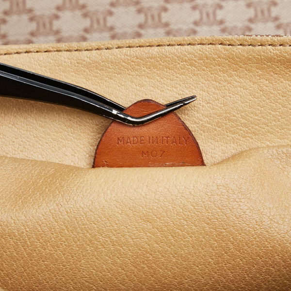 セリーヌ マカダム 斜め掛け ショルダーバッグ ベージュ ブラウン PVC レザー レディース CELINE 【中古】