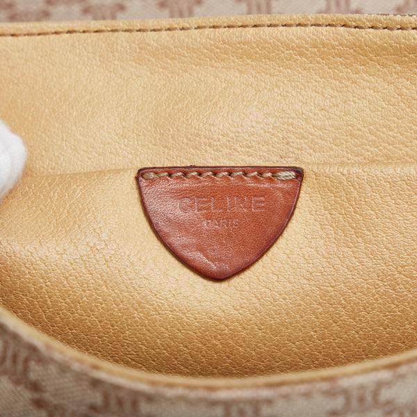 セリーヌ マカダム 斜め掛け ショルダーバッグ ベージュ ブラウン PVC レザー レディース CELINE 【中古】