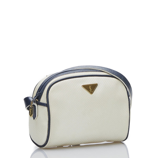 サンローラン 斜め掛け ショルダーバッグ ホワイト PVC レザー レディース SAINT LAURENT 【中古】