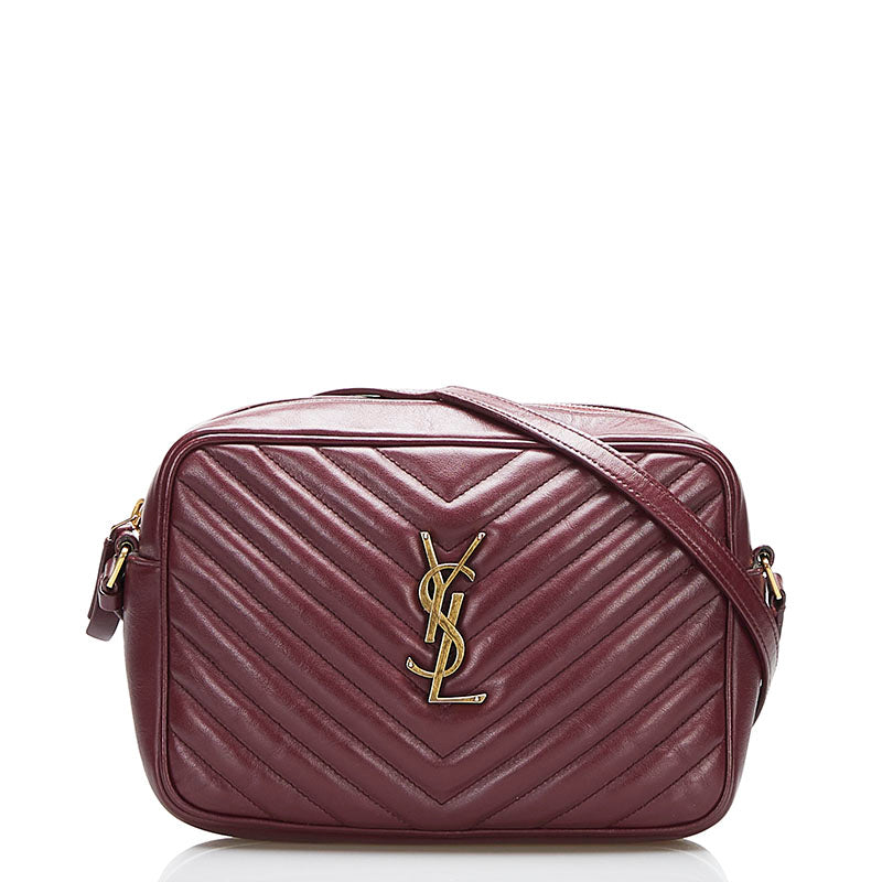 サンローラン ルー  斜め掛け ショルダーバッグ カメラバッグ ボルドー レザー レディース SAINT LAURENT 【中古】
