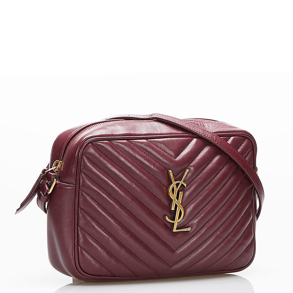 サンローラン ルー  斜め掛け ショルダーバッグ カメラバッグ ボルドー レザー レディース SAINT LAURENT 【中古】