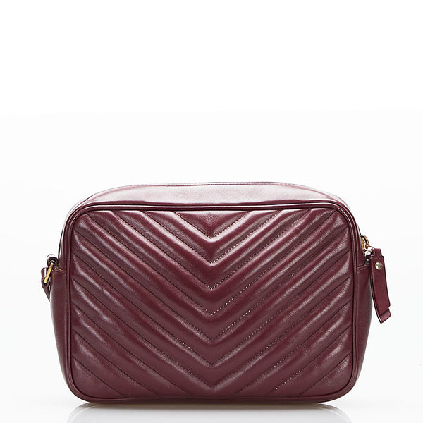 サンローラン ルー  斜め掛け ショルダーバッグ カメラバッグ ボルドー レザー レディース SAINT LAURENT 【中古】