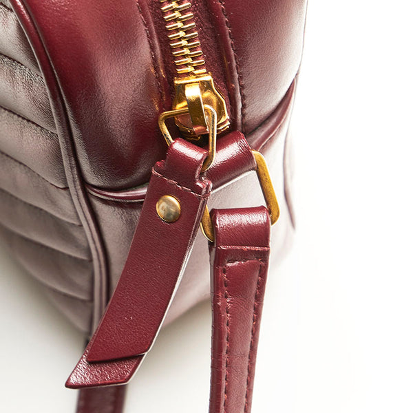 サンローラン ルー  斜め掛け ショルダーバッグ カメラバッグ ボルドー レザー レディース SAINT LAURENT 【中古】