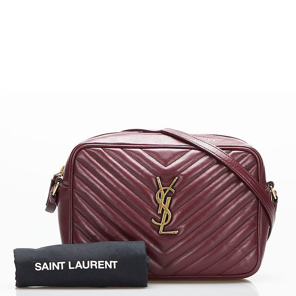 サンローラン ルー  斜め掛け ショルダーバッグ カメラバッグ ボルドー レザー レディース SAINT LAURENT 【中古】