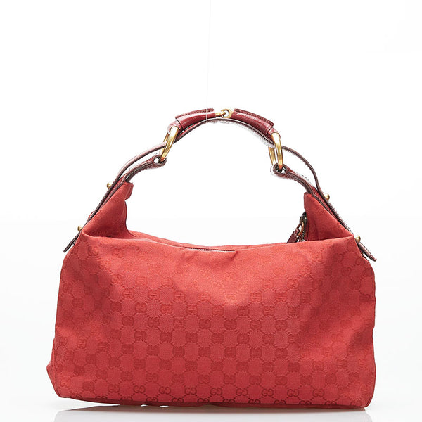 グッチ GGキャンバス ホースビット ショルダーバッグ 115867 レッド キャンバス レザー レディース GUCCI 【中古】