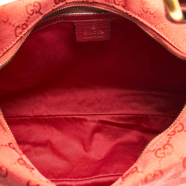 グッチ GGキャンバス ホースビット ショルダーバッグ 115867 レッド キャンバス レザー レディース GUCCI 【中古】