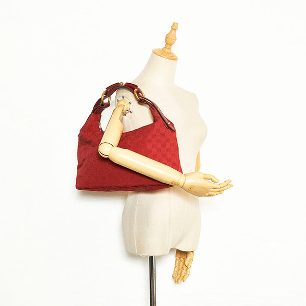 グッチ GGキャンバス ホースビット ショルダーバッグ 115867 レッド キャンバス レザー レディース GUCCI 【中古】