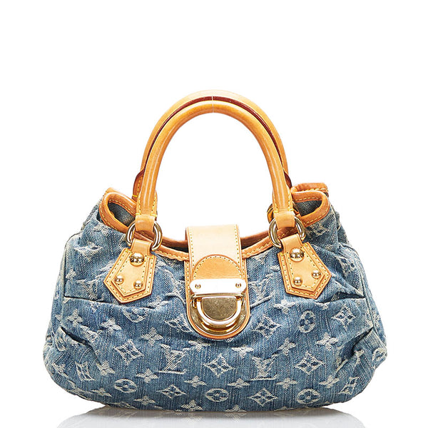 ルイ ヴィトン モノグラム デニム プリーティ ミニ ハンドバッグ M95020 ブルー デニム レザー レディース LOUIS VUITTON 【中古】