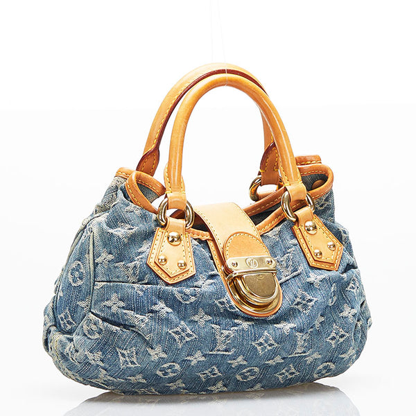 ルイ ヴィトン モノグラム デニム プリーティ ミニ ハンドバッグ M95020 ブルー デニム レザー レディース LOUIS VUITTON 【中古】